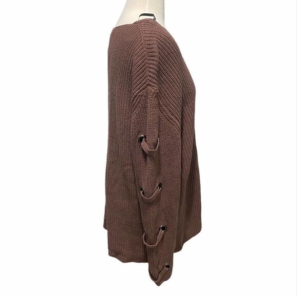 City Chic Ladder Sleeve V-Neck Sweater Mauve 16 - Picture 4 of 10